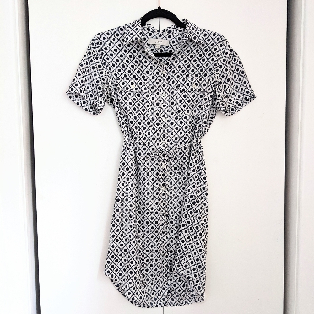 Loft XS Print Shirt Dress - Picture 2 of 10